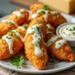 Easy Parmesan Chicken Fingers with Garlic Cheese Sauce 30-Minute Recipe